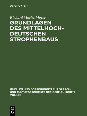 cover image of Grundlagen des mittelhochdeutschen Strophenbaus